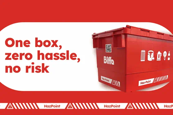 Hazpoint container with slogan 'One box, zero hassle, no risk'
