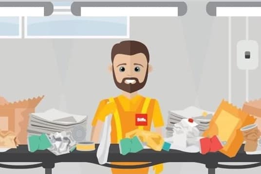 Animated production line with waste