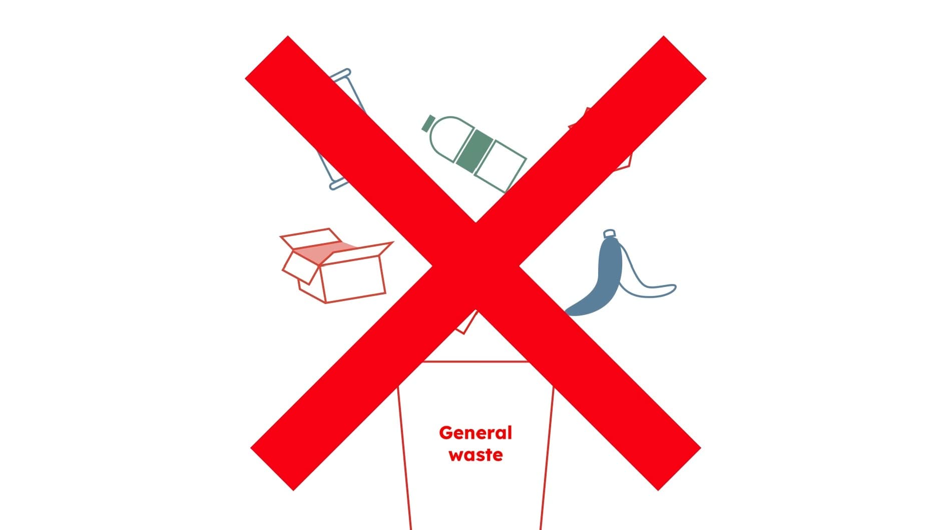General waste bin with X over it