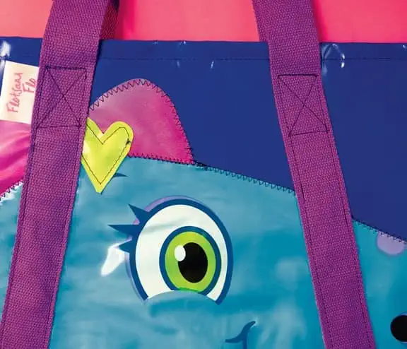 Closeup of bag with unicorn design