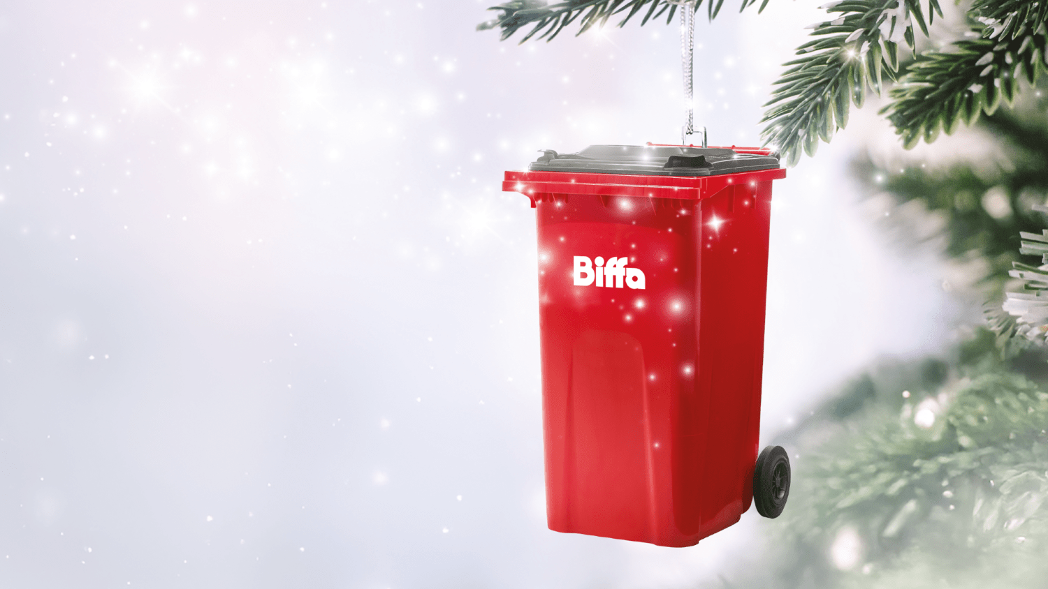 Biffa bin as tree ornament