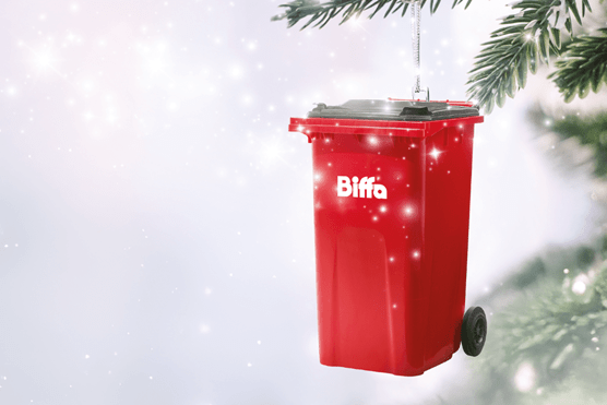 Biffa bin as tree ornament