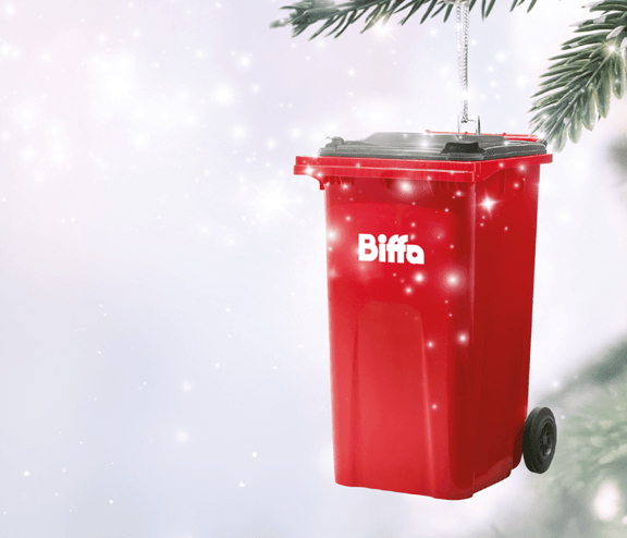 Biffa bin as tree ornament