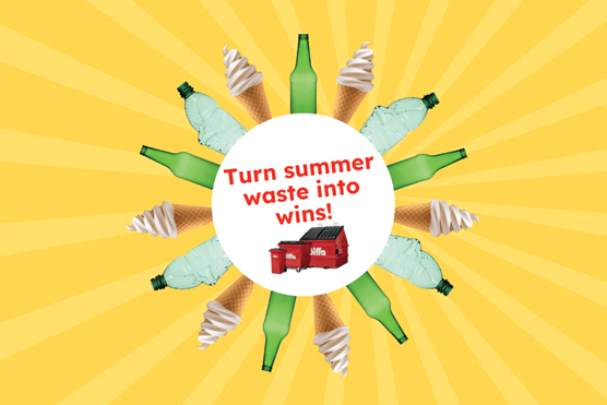 bottles and ice creams in a shape of a sun