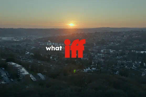 Sunset with text "what iff"