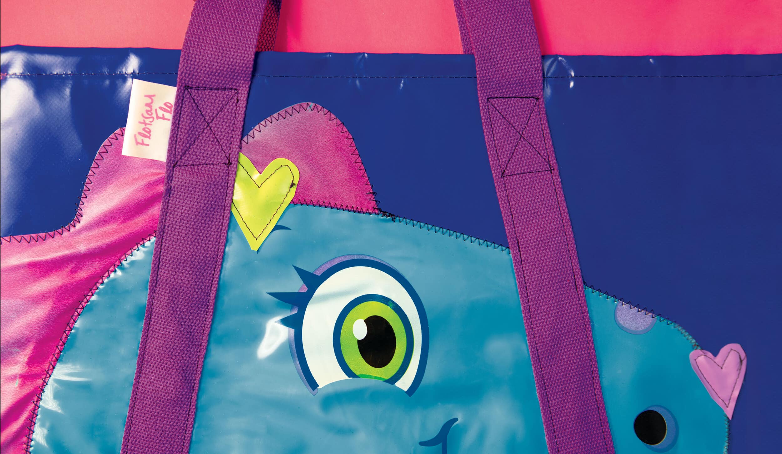 Closeup of bag with unicorn design