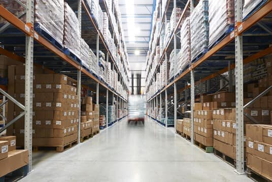 Warehouse racking aisle