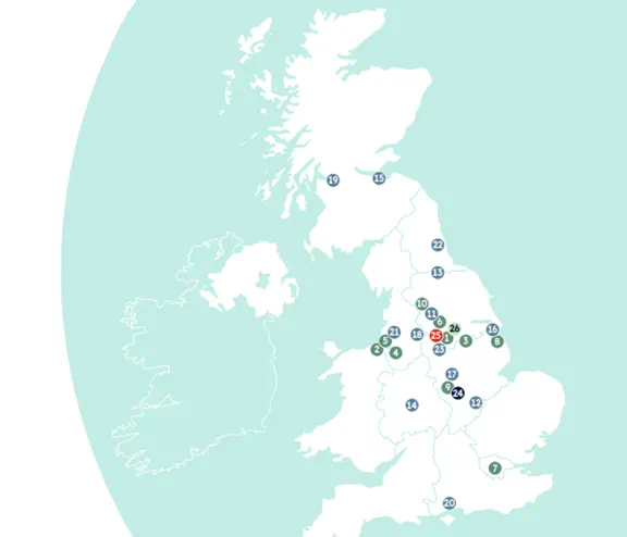 map showing the locations of the CSG