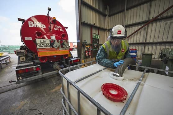 Biffa tanker removing liquid waste