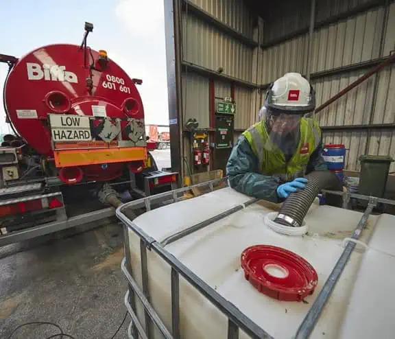 Biffa tanker removing liquid waste