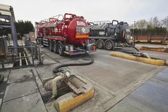 Biffa tanker sucking liquid waste