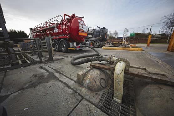 Biffa tanker sucking liquid waste