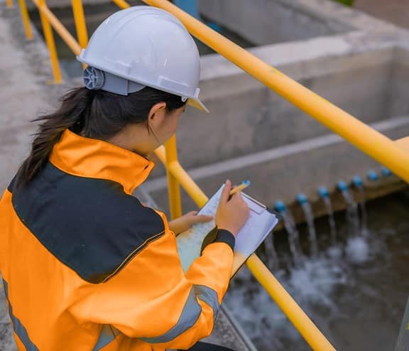 Female in high vis with clipboard