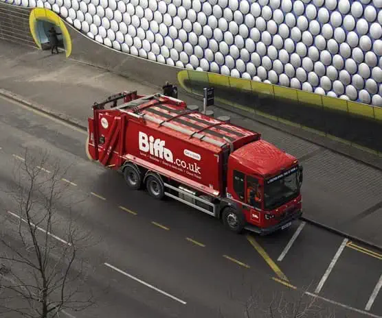 Biffa truck outside Birmingham Bullring
