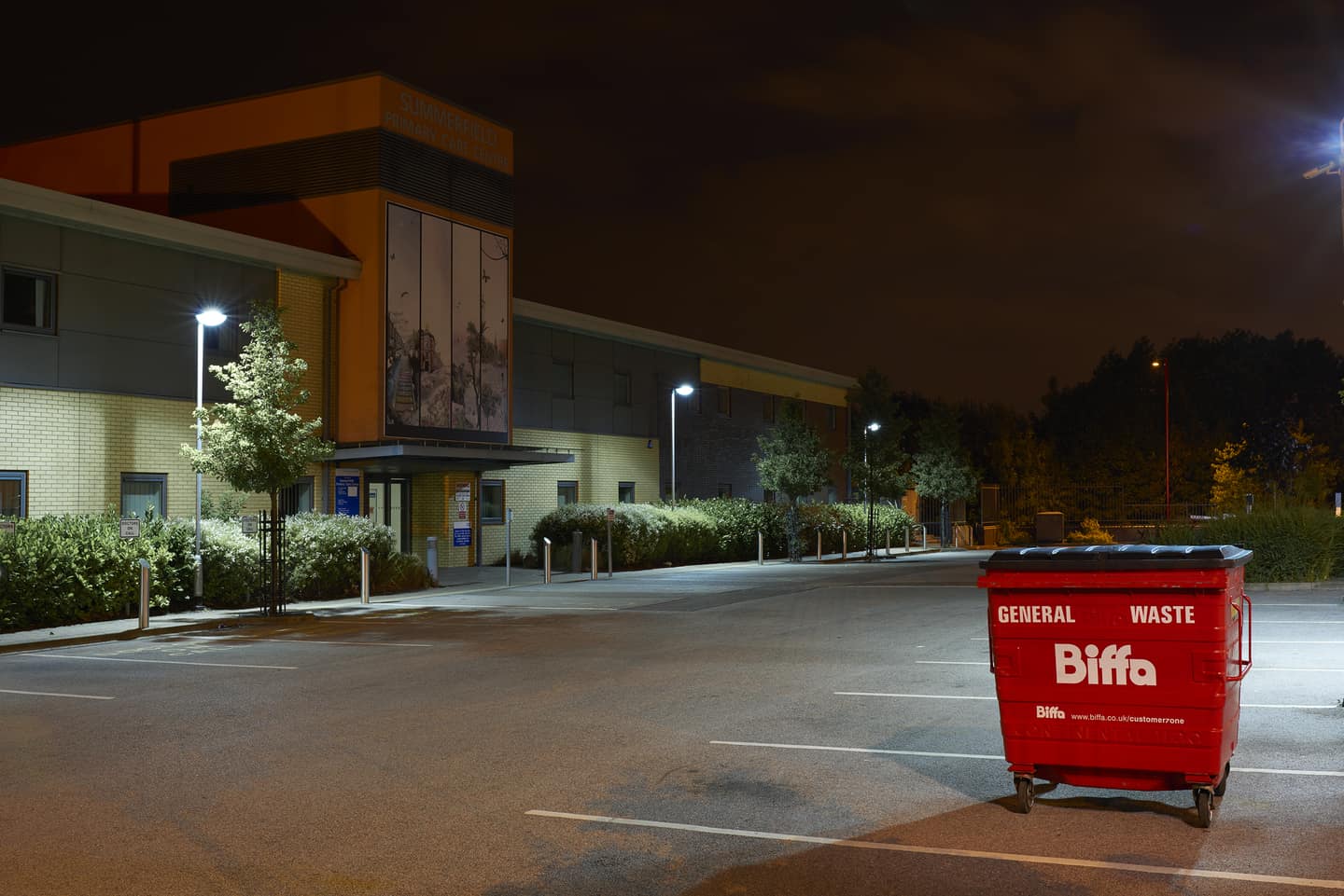 Biffa bin in car park