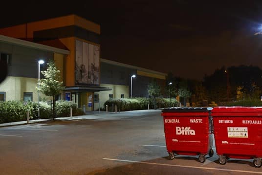 Biffa bins in car park