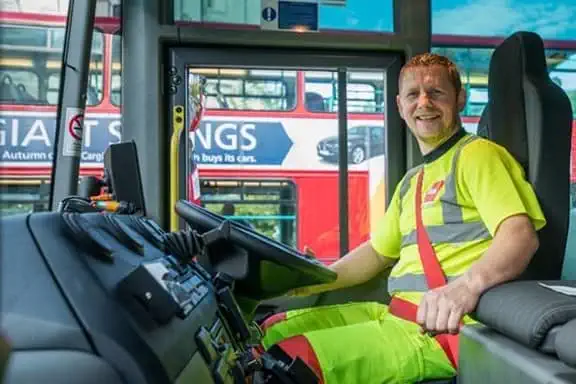 Biffa driver in truck