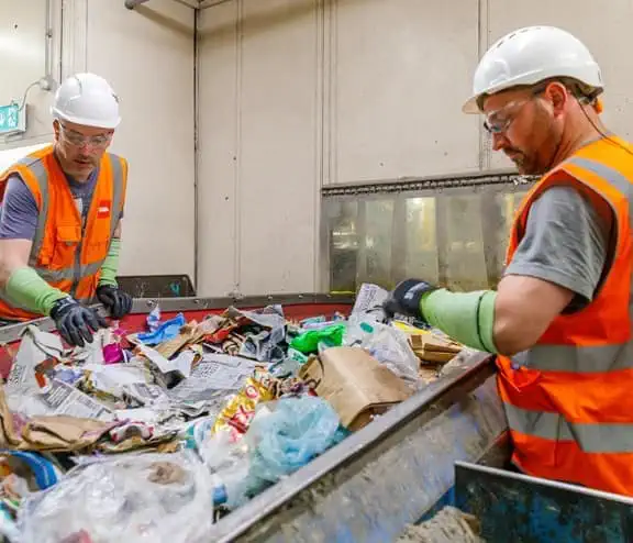 Operatives performing quality control on a Biffa picking line