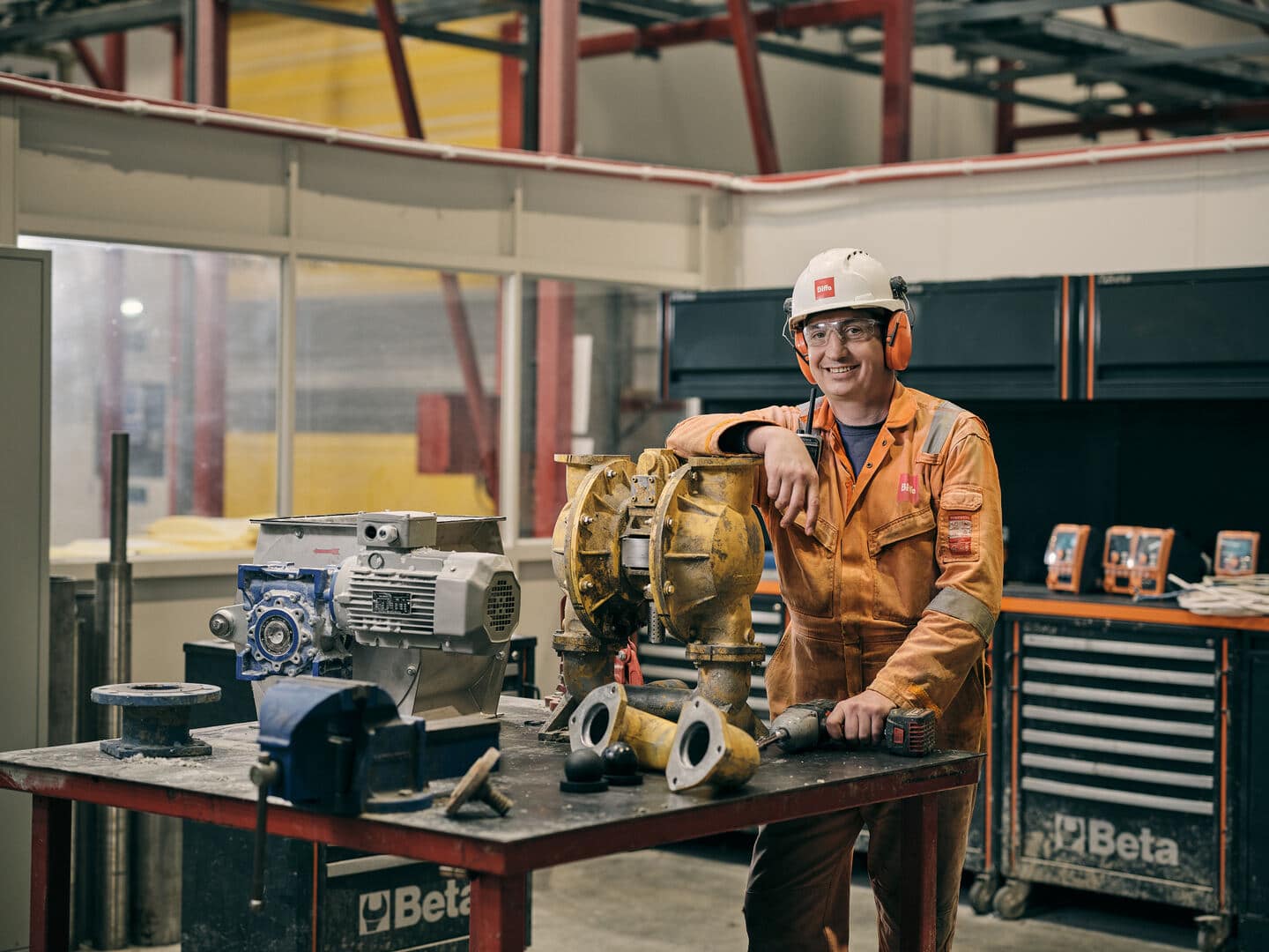 Biffa employee in workshop