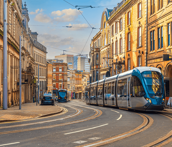 Nottingham tram scenic view