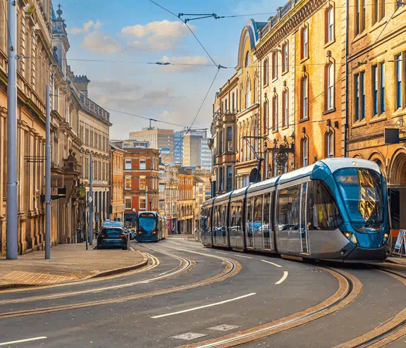 Nottingham tram scenic view
