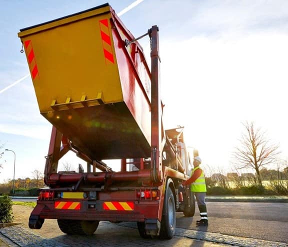 Biffa skip on back of vehicle