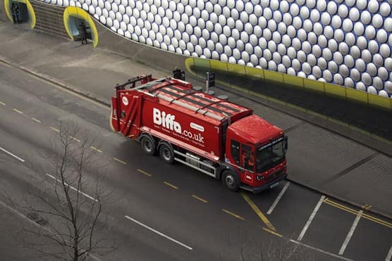 Biffa truck outside Birmingham Bullring