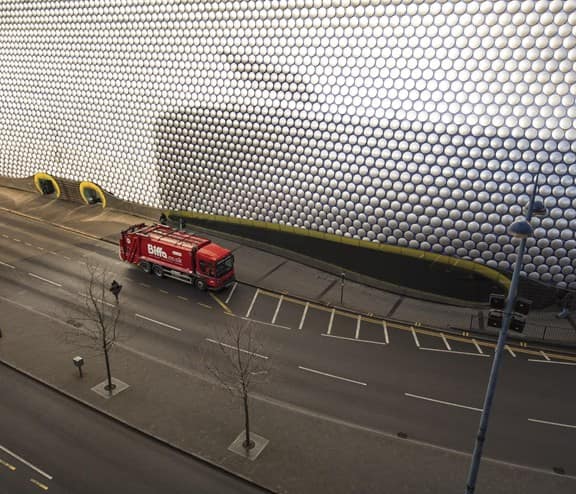 Biffa truck outside Birmingham Bullring