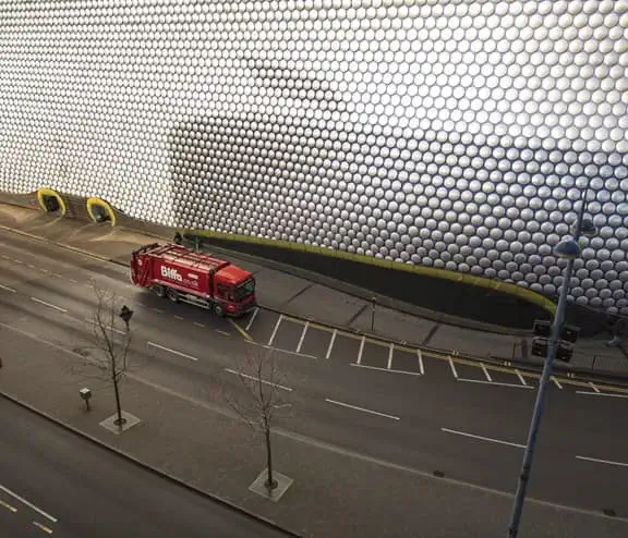 Biffa truck outside Birmingham Bullring