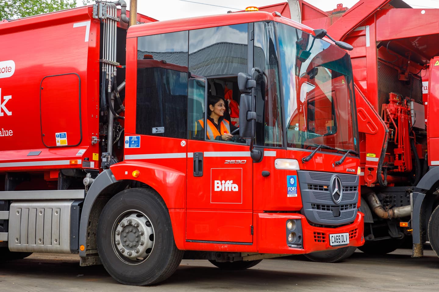 Female operative in vehicle
