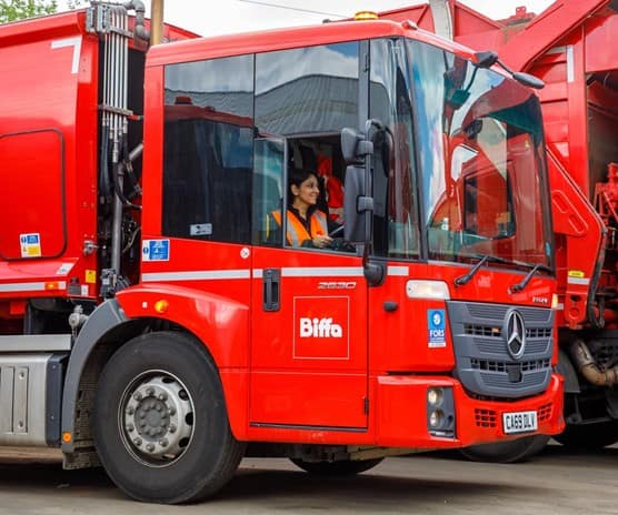 Female operative in vehicle