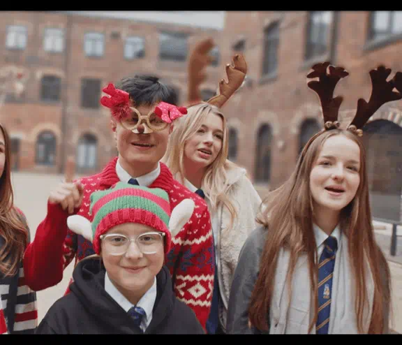 Local school children singing recycling Christmas song in partnership with Biffa and Wakefield Council