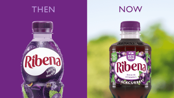 Ribena bottles before and after