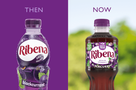 Ribena bottles before and after