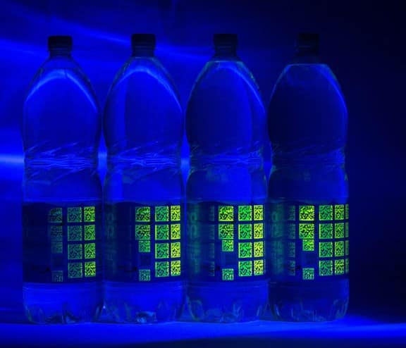 Bottles in UV light