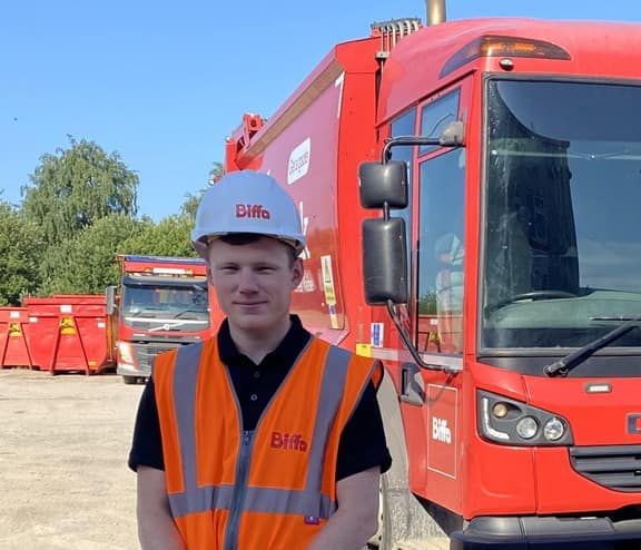 Tom Brown in front of Biffa truck