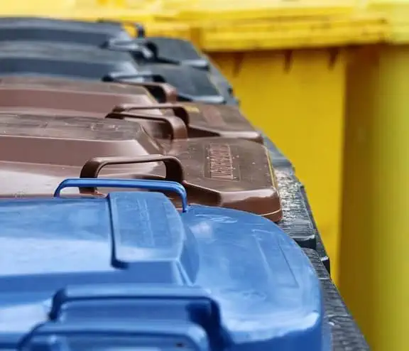 Line of wheelie bins