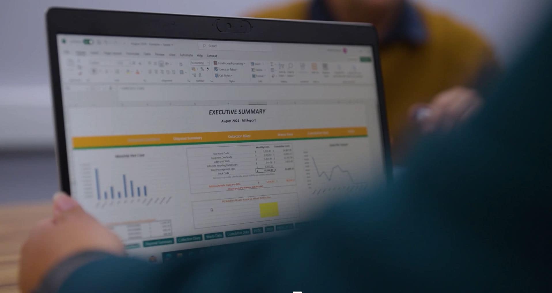 Computer showing data