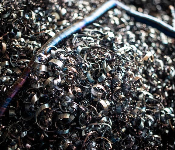A bunch of metal waste at one of Biffa's manufacturing factory