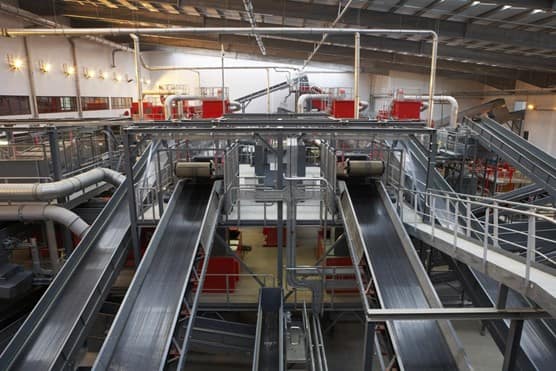 Incineration process at Biffa's energy from waste plant