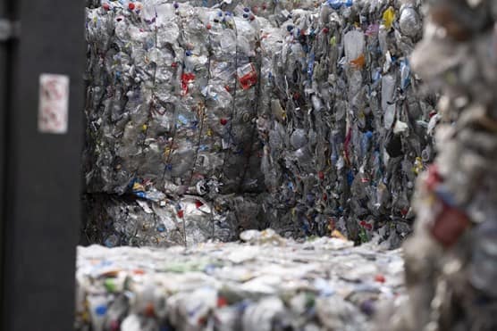 Polyethylene Terephthalate mixed bottles at Biffa's recycled commodities facility