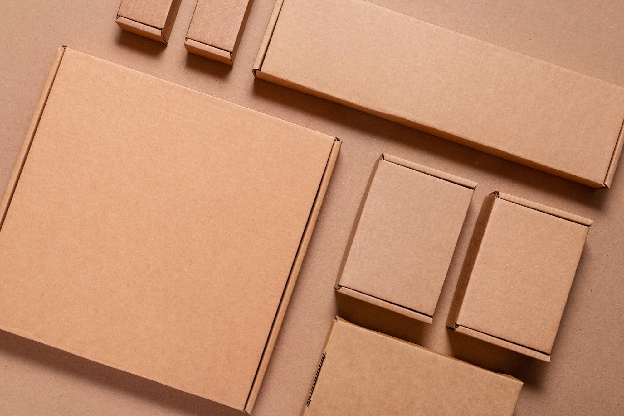 Cardboard box packages various sizes