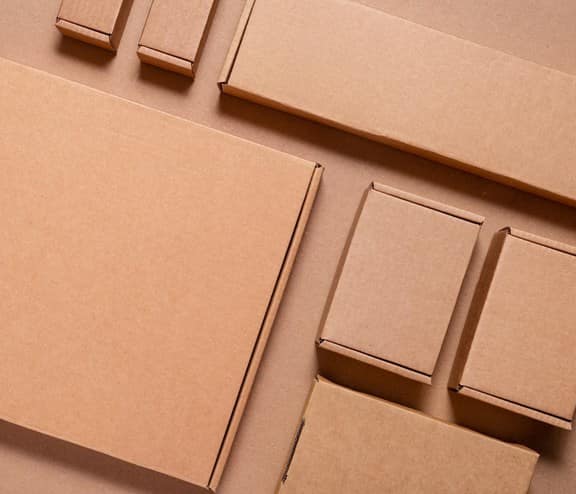 Cardboard box packages various sizes