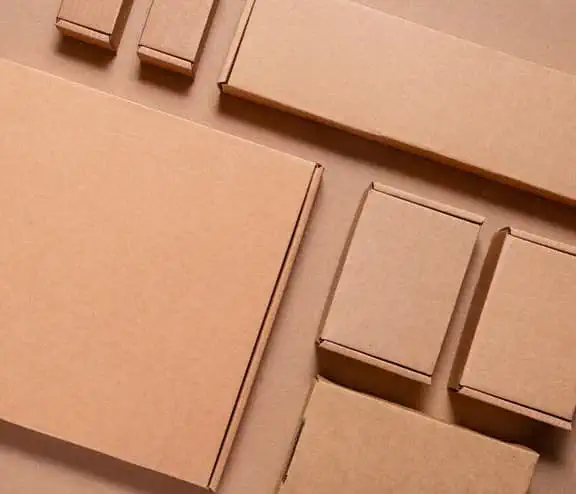 Cardboard box packages various sizes
