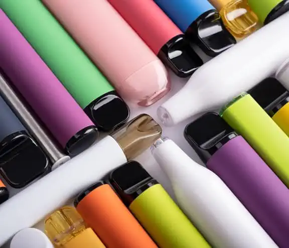Disposable vapes in various colours