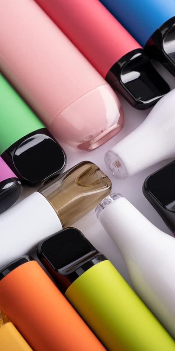 Disposable vapes in various colours