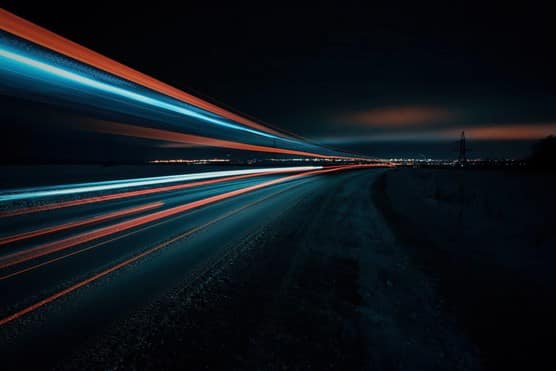 Exposure shot of lights on road