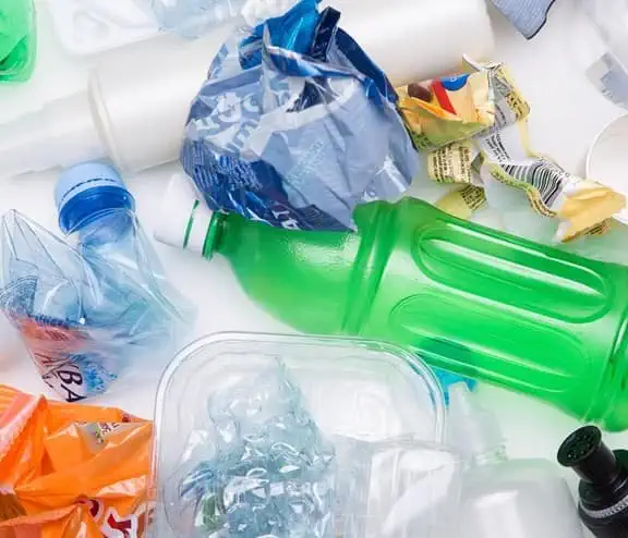Crumpled plastic packaging bottles film