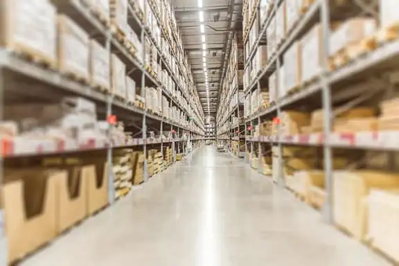 Shelves in warehouse